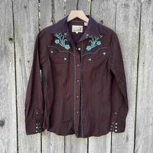 Roper 100% Cotton Embroidered Old West Bedazzled Western Small S Shirt
